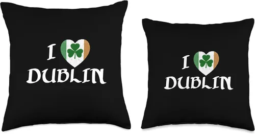 Miniatura 3 de Irish Towns Cities Counties Home Town Nostalgia I Love Dublin Irreland Eire Flag Heart Shamrock - Almohada irlandesa de 18 x 18 pulgadas, multicolor