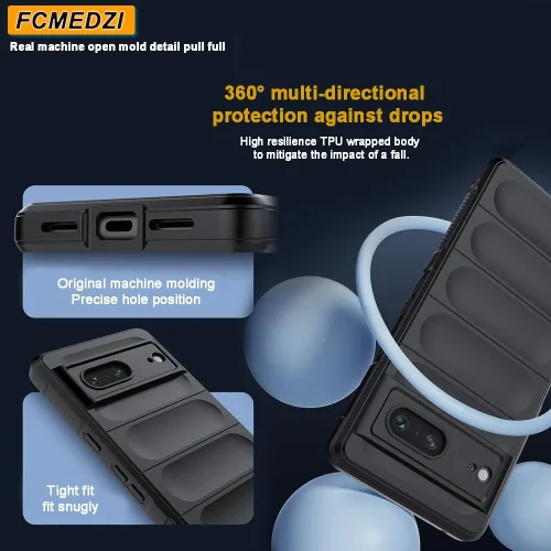 Miniatura 5 de Funda compatible con Google Pixel 8 Pro con tacto agradable al tacto [protección de grado militar de 15 pies] y protector de pantalla de vidrio