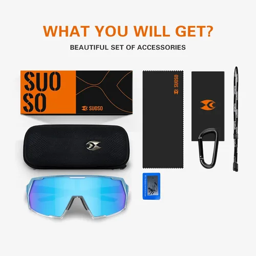 Miniatura 7 de suoso Gafas de sol deportivas de ciclismo para hombre: protección UV400, gafas de sol para jóvenes, para ciclismo, correr, béisbol, sóftbol