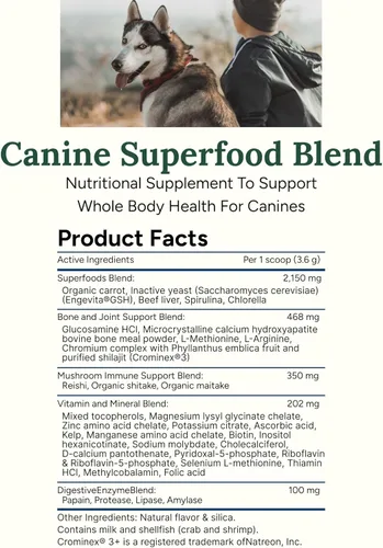 Miniatura 6 de 360 Pet Nutrition Canine Superfood Boost – All Life Stage - Suplemento para comida para perros, apoya la salud articular, digestiva e inmunológica