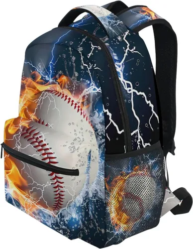 Miniatura 3 de Mochila para adultos, mochila escolar casual, bolsa de viaje con cremallera, Abstracción Fuego Agua Béisbol De, Mochilas Daypack