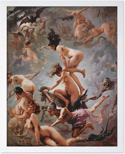 Miniatura 27 de Monem Art - Póster vintage de brujas que van a su sábado, impresión retro de brujas desnudas, arte de Halloween, arte pagano, regalo para hombres