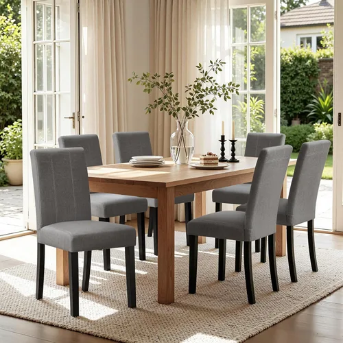 Miniatura 53 de CHUN YI Juego de 4 sillas de comedor tapizadas de piel sintética con ribete de cabeza de clavo y patas de madera, sillas laterales Parsons modernas