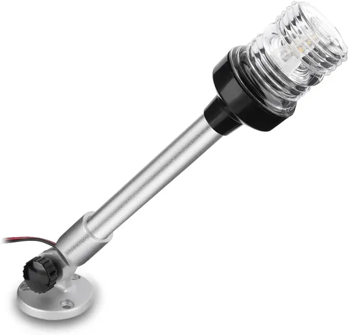 Luces de ancla de navegación de 3 millas náuticas de 12 pulgadas todo alrededor 360° LED blanco con base y tubo de aluminio, bombilla LED adicional