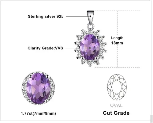 Miniatura 43 de JewelryPalace Princess Diana Kate Middleton Natural Amethyst Citrine Garnet Peridot Topaz Created Ruby Sapphire Simulated Emerald Pendant Necklace
