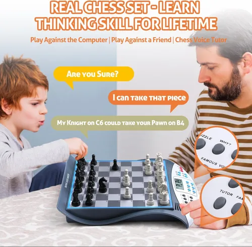 Miniatura 6 de Talking Chess Master - Juego de ajedrez electrónico con clasificación ELO de 2000, ideal para entrenamiento de estrategia cerebral, juego