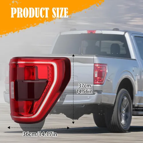 Miniatura 5 de Conjunto de luz trasera para Ford F150 XLT 2021, 2022, 2023, lámpara de freno trasera, tipo halógeno, punto ciego, lado derecho del pasajero