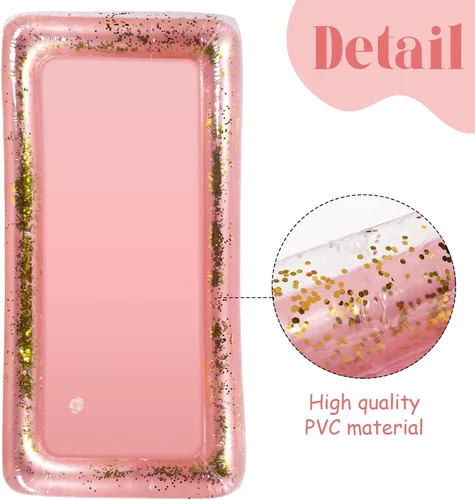 Miniatura 3 de Poen 4 unidades de barra inflable para servir, enfriador de alimentos con confeti brillante, bandeja de hielo inflable para alimentos, bebidas