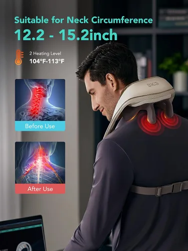 Miniatura 4 de SKG Masajeador de cuello 2025 para aliviar el dolor, tejido profundo 6D amasado con calor, masaje inalámbrico de cuello y hombros, regalo de San