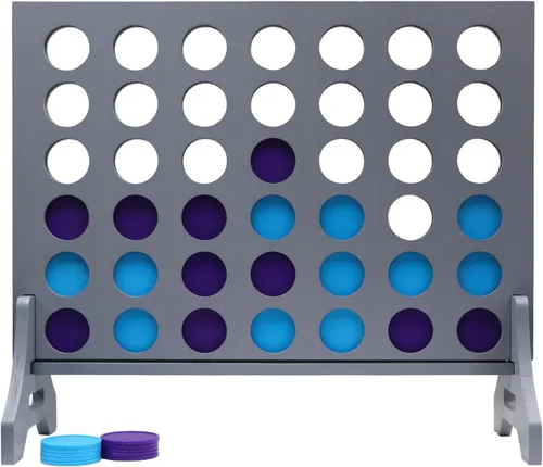 Miniatura 44 de Juego gigante 4 en una fila para familia y adultos – Tailgating Pros Jumbo de madera gris cuatro en una fila juego de patio para interiores