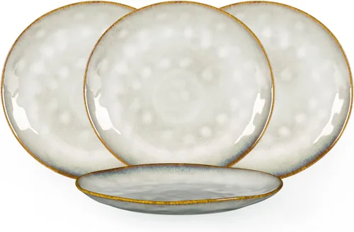 Miniatura 12 de Henten Home Platos de postre de cerámica, juego de 4 platos de ensalada de 8.5 pulgadas, platos de porcelana para servir bocadillos para pastel