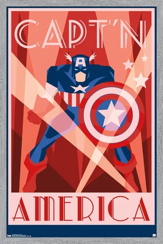 Miniatura 14 de Trends International Marvel Comics - Póster de pared Art Deco del Capitán América, 22.375 x 34 pulgadas, versión premium sin marco