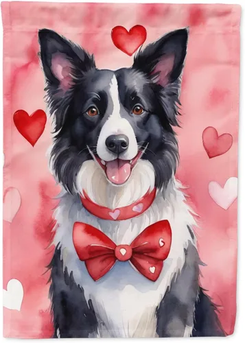 Caroline's Treasures DAC5292CHF - Bandera de Border Collie My Valentine House para porche, grande, con manga para porche, para colgar en la pared,