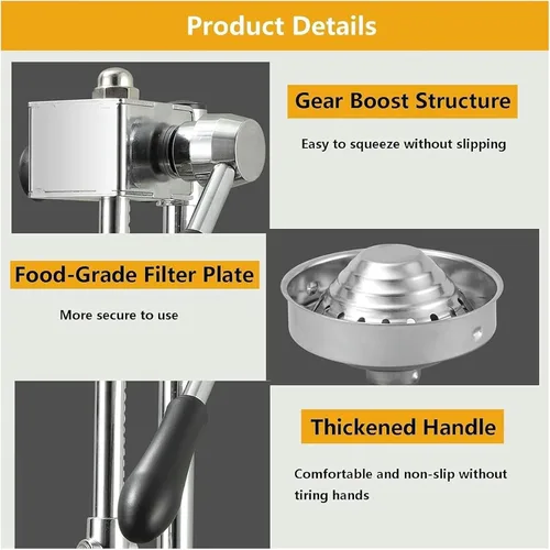 Miniatura 6 de Cast Iron Orange Juice Squeezer, Hand Press Citrus Juicer Extractor, Easy Juice Extraction for Commercial Use