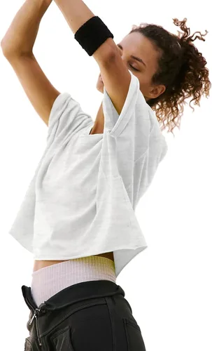 Miniatura 3 de Camisetas cortas de manga corta para mujer, de algodón, básicas, casuales, atléticas, para yoga, correr, para verano