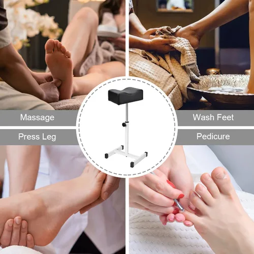 Miniatura 6 de FLOLXNB Reposapiés de manicura de pedicura, masaje de pies, manicura de uñas, taburete de belleza de altura ajustable para el hogar, salón de Negro