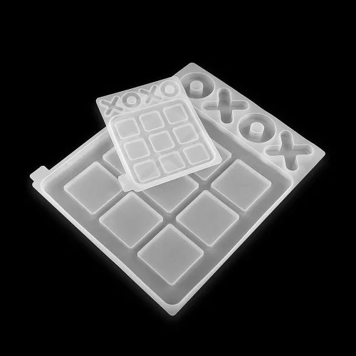 Miniatura 4 de Molde de silicona para juego de ajedrez Tic-Tac-Toe OX, molde de tablero de ajedrez 3D, molde de espejo de resina epoxi para bricolaje, molde