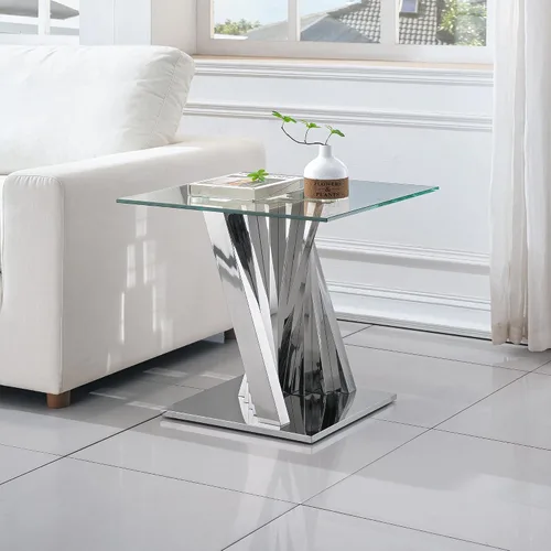 Miniatura 179 de Mesa de centro de cristal de lujo, mesa de centro de sofá de 47 pulgadas con marco de acero inoxidable dorado y parte superior de vidrio negro, mesa