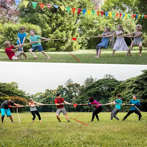 Miniatura 6 de Cuerda de tira y afloja para niños y adultos, cuerda de algodón trenzado natural, juego de juegos al aire libre perfecto para actividades