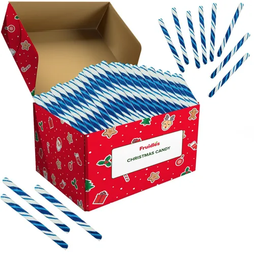 Miniatura 4 de Bastón de caramelo navideño, paquete de 144 unidades rojo, blanco y verde de sabor a fruta mixta, envuelto individualmente, 5.5" (12g) por bastón