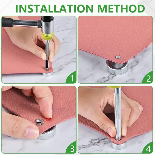 Miniatura 3 de Kit de herramientas de punzonado, 11 piezas, cierre a presión de cuero, ajuste de remaches, herramientas de troqueles para perforar e instalar botón