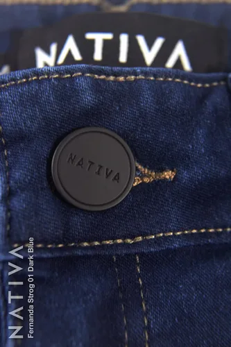Miniatura 6 de Nativa Pantalones de mezclilla de tiro alto para mujer, tela de mezclilla de piel de durazno, pierna recta, ajuste elástico Fernanda, fuerte, ultra
