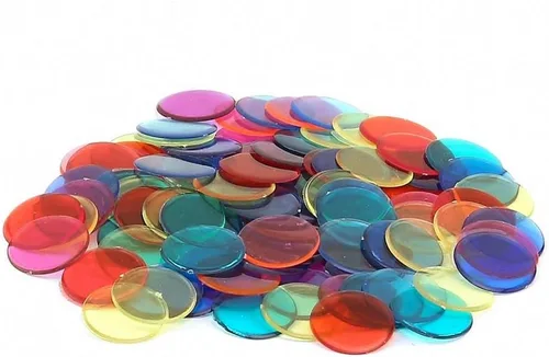 Hygloss Products 59151 Fichas de bingo de colores - Suministros de bingo de color de plástico para contar, fichas de juego, marcadores -