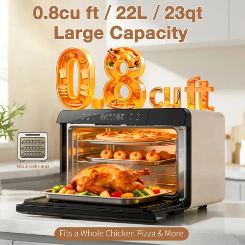 Miniatura 6 de ROBAM Horno combinado con freidora de aire tostadora, horno de vapor de encimera 14 en 1 con convección de vapor para asar y hornear, cocción Blanco