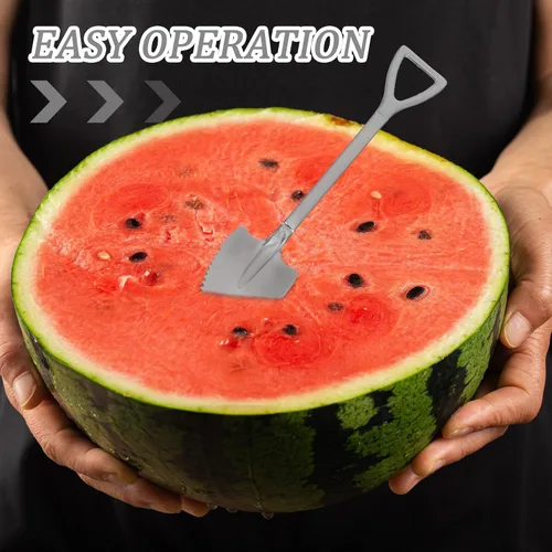 Miniatura 9 de Angoily Paquete de 4 cucharas de pomelo con borde dentado de acero inoxidable para sandía, cítricos, melón, melocotón, pala curvada, 6.18 pulgadas