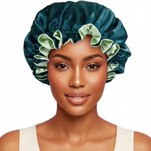 Miniatura 20 de Gorro de pelo para dormir, gorro de noche con clip ajustable, gorro reversible para el cabello para mujer, gorro de satén de seda