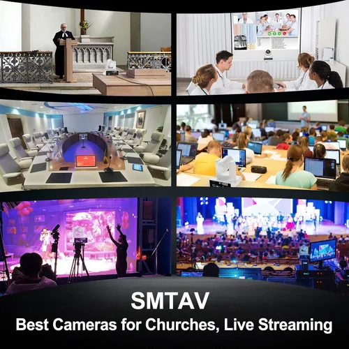 Miniatura 7 de SMTAV Cámara PTZ, seguimiento AI 30X con cámara de zoom con salidas de transmisión HDMI/SDI/USB3.0/IP para reuniones, iglesia, eventos, enseñanza