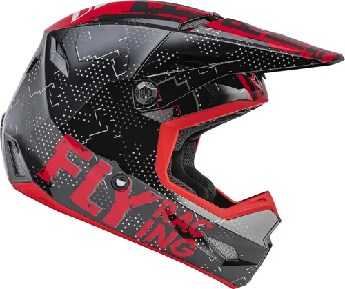 Miniatura 4 de Fly Racing F73-3490YS Kinetic Scan Casco Juvenil Negro/Rojo Ys