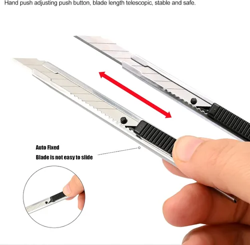 Miniatura 2 de FOSHIO Cuchillo utilitario retráctil con cuchilla de 30 grados desmontable de 9 mm, cortador de caja, cuchilla para corte de vinilo y papel