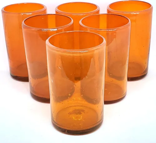 Miniatura 18 de Vasos cortos de ámbar sólido de 9 onzas (juego de 6), vidrio reciclado, sin plomo, sin toxinas (vaso de 9 onzas)
