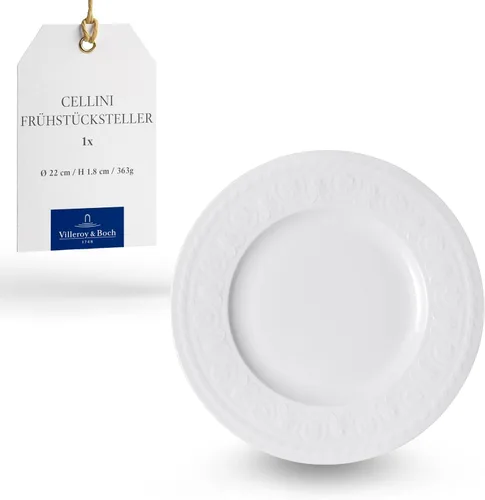Miniatura 8 de Villeroy & Boch Cellini - Plato llano, 10.5 pulgadas, porcelana premium, color blanco