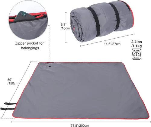 Miniatura 2 de REDCAMP - Manta Stadium impermeable, grande, resistente al viento, suave y forro polar cálido para acampar, clima frío y deportes al aire libre Gris