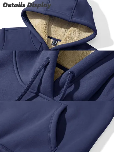 Miniatura 7 de MAGCOMSEN Sudaderas con capucha para mujer, con forro de sherpa, de vellón, para invierno, cálido, pesado, de algodón, con bolsillo