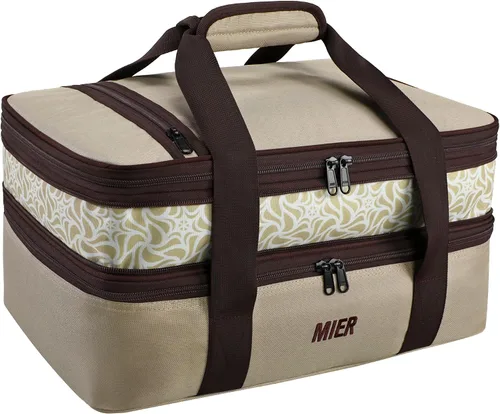 Miniatura 15 de MIER - Porta ollas doble aislada térmica para comidas, bolsa de almuerzo para fiestas de comida, pícnic, playa, se adapta a cacerola de 9 x 13