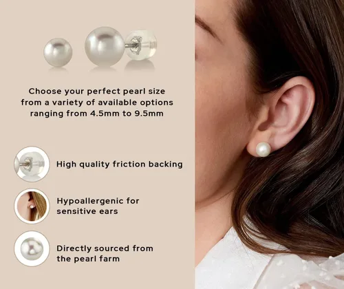 Miniatura 3 de Aretes de perlas cultivadas Akoya de oro blanco de 14 quilates - Calidad AAA