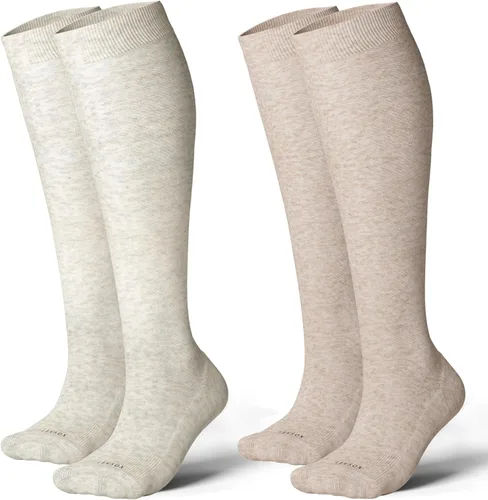 Miniatura 9 de LEVSOX Calcetines de compresión de algodón grueso para mujeres y hombres, 20-30 mmHg, de altura hasta la rodilla, lindos calcetines de soporte