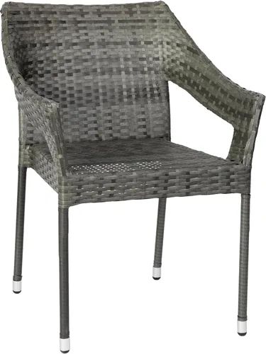 Miniatura 3 de BizChair Silla de patio de grado comercial, silla de comedor apilable de mimbre de ratán PE para todo tipo de clima, gris