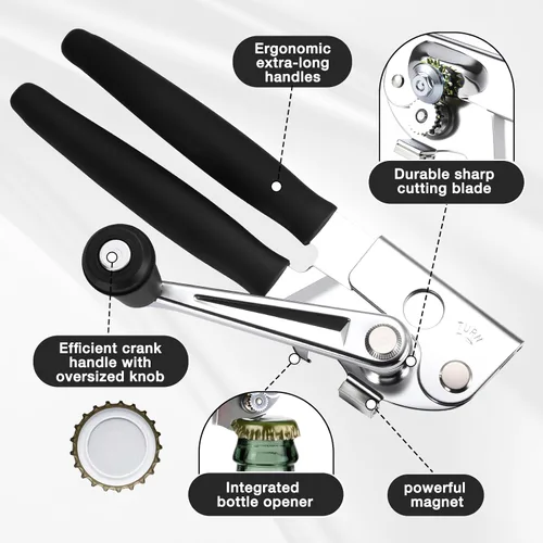 Miniatura 2 de Abrelatas comercial manual resistente con imán Extra Long Handles,Ergonomic Design Large Handheld Open Easy for Big Cans,Home Kitchens,Seniors &