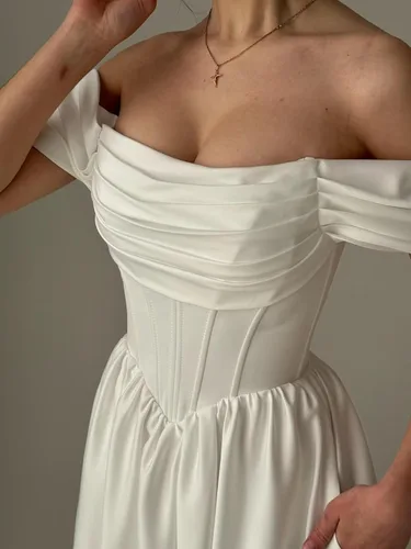Miniatura 32 de Vestido de novia formal sin tirantes con encaje, largo de sirena para mujer 2019 WD162