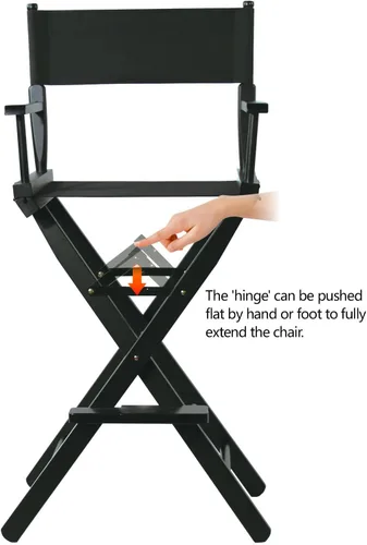 Miniatura 6 de Tall Directors - Silla plegable de 46 pulgadas, silla de maquillaje negra para artistas de maquillaje, capacidad de 250 libras, madera dura maciza