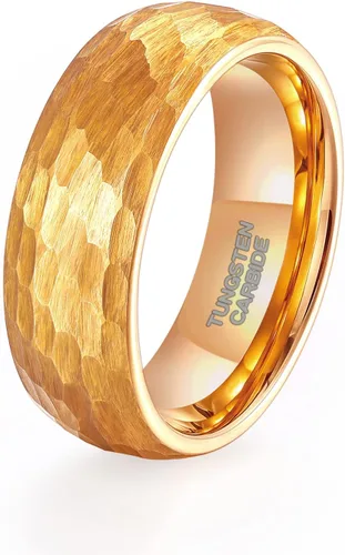 TRUMIUM Anillos de carburo de tungsteno para hombres y mujeres, martillados, multifacéticos, acabado mate, de 0.236 pulgadas, 0.315 pulgadas, color