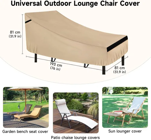 Miniatura 3 de NEVERLAND Funda para silla de patio – Fundas de tumbona impermeables para exteriores con material resistente, 420D impermeable para sillas