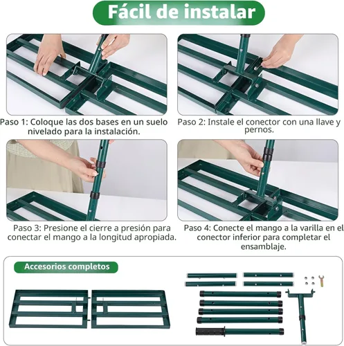 Miniatura 7 de Rastrillo Nivelador de Césped, Nivelador de Césped de Acero Inoxidable con Placa de Base de 30"x10", Mango Largo Ajustable de 78", Herramienta
