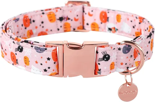 Collar de Perro de Halloween con Hebilla de Metal Collar de Perro de Calabaza de Regalo para Perros Pequeños Medianos Grandes Niñas o Niños Collares