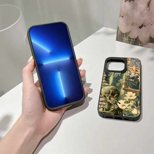 Miniatura 2 de Funda de teléfono gótico con calavera para iPhone 17, 16, 15, 14, 13, 12, 11 Pro/Pro Max/Plus/Air/mini 7 8 SE, diseño estético oscuro vintage, Skull
