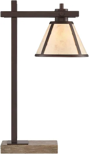 Miniatura 8 de Franklin Iron Works Maricopa - Lámpara de mesa rústica de escritorio con USB y toma de corriente alterna en la base de 21.25 pulgadas, pantalla